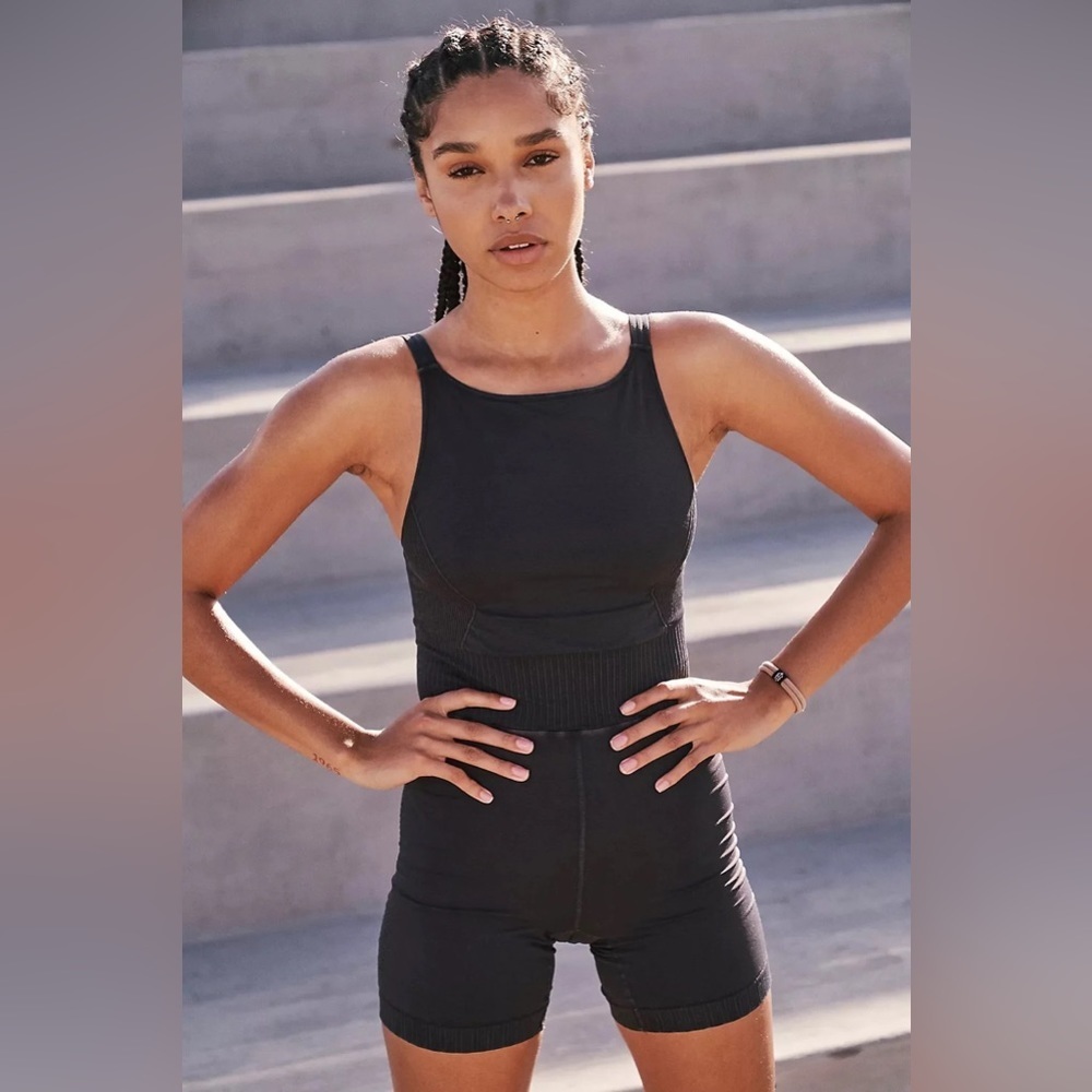 NEW Free People Good Karma High Neck Romper Onesie Black